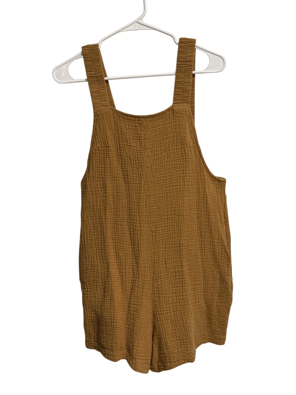 Ces Femme Women’s Gauze Cotton Shortalls Romper Mustard Yellow